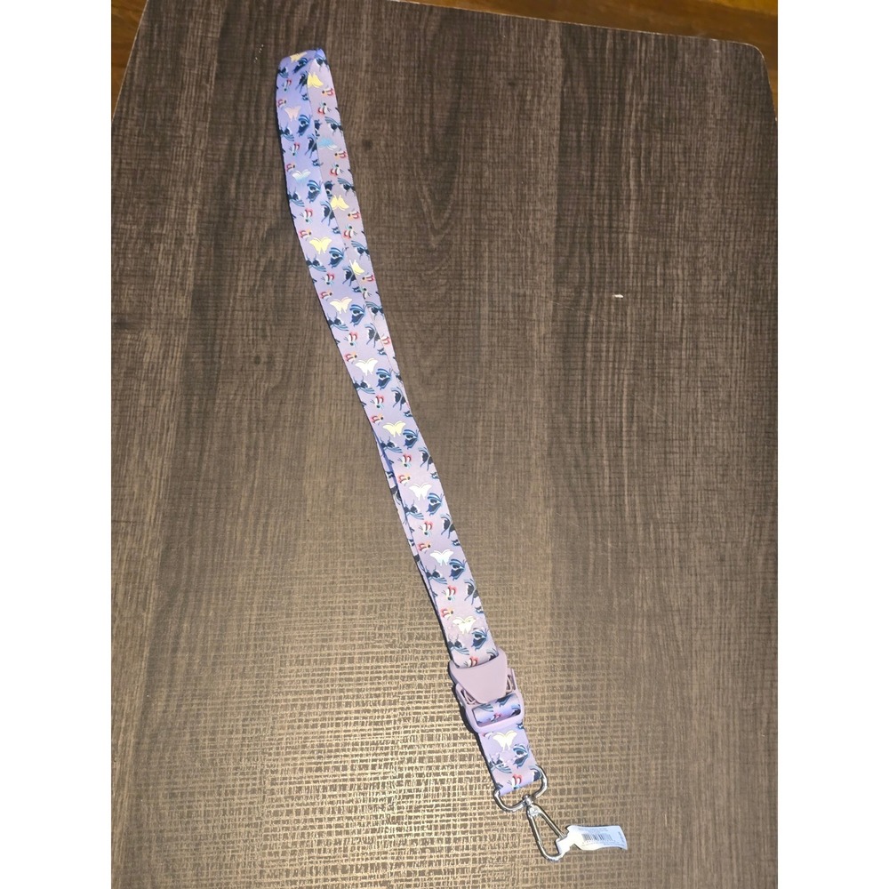 Vera Bradley Wide Lanyard with Speed Clip Lavender Butterflies Purple NWT